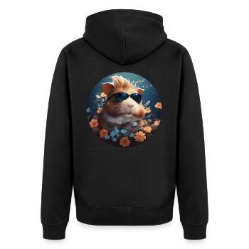 Cochons d’Inde et fleurs - Veste à capuche bio Premium Unisexe - noir - Dos - Nico (187cm)