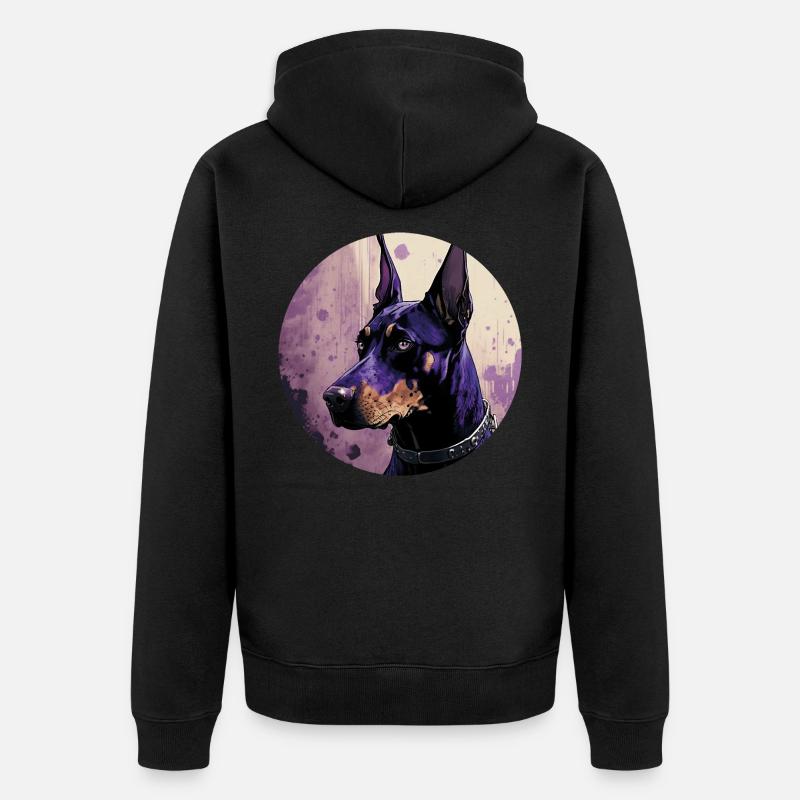Cooler Dobermann - Unisex Premium Bio Zip Hoodie - Schwarz