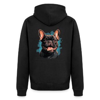 Bouledogue français - Veste à capuche bio Premium Unisexe - noir - Dos - Nico (187cm)