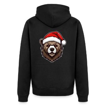 Christmas teddy bear in a bad mood - Unisex Premium Organic Zip Hoodie - black - Back - Nico (187cm)