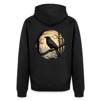 Raven - Unisex Premium Organic Zip Hoodie - black - Back - Nico (187cm)