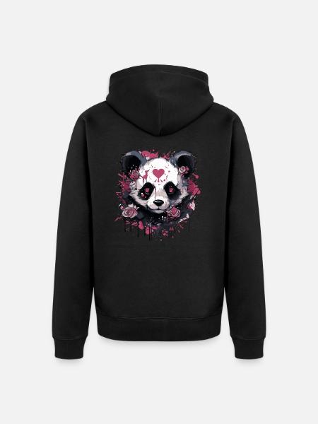 Pandabär - Unisex Premium Bio Zip Hoodie - Schwarz