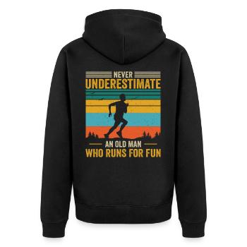 Never underestimate an old man who runs for fun - Veste à capuche bio Premium Unisexe - noir - Dos - Nico (187cm)