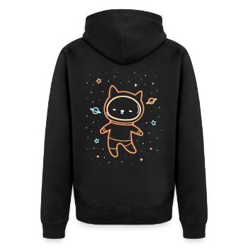 Space Cat - Unisex Premium Bio Zip Hoodie - Schwarz - Hinten - Nico (187cm)