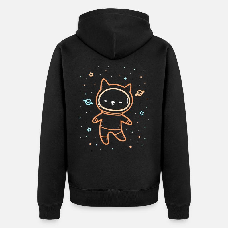 Space Cat - Unisex Premium Bio Zip Hoodie - Schwarz