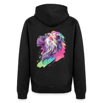 Affe Schimpanse Primat Natur Wildnis Bunt Kunst - Unisex Premium Bio Zip Hoodie - Schwarz - Hinten - Nico (187cm)