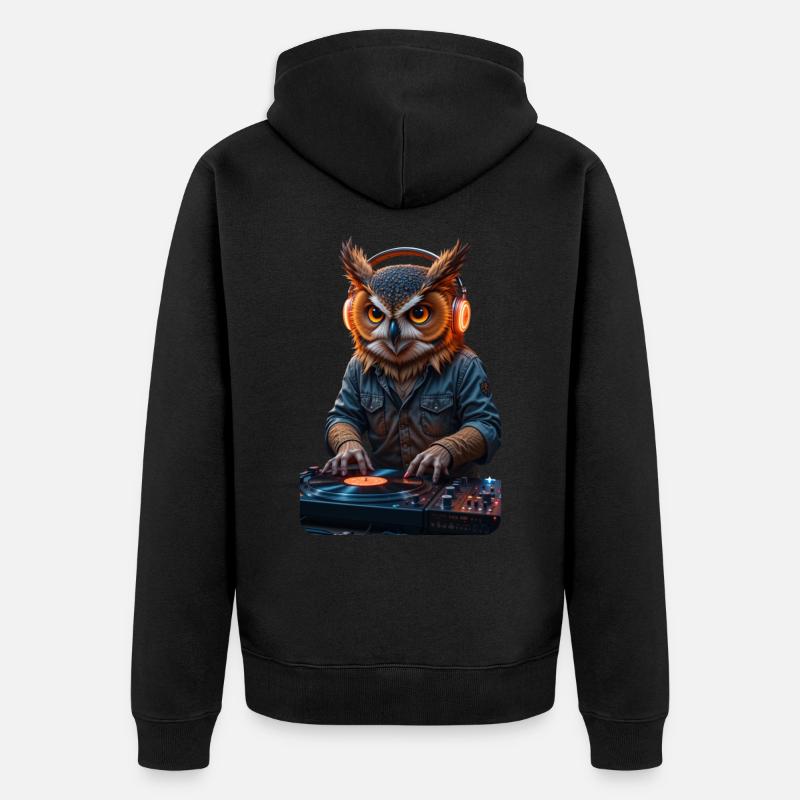 DJ Eule - Unisex Premium Bio Zip Hoodie - Schwarz