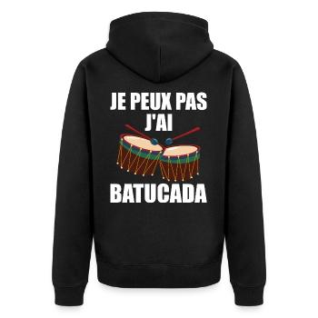 I Can't I Batucada - Humor Music - Unisex Premium Organic Zip Hoodie - black - Back - Nico (187cm)