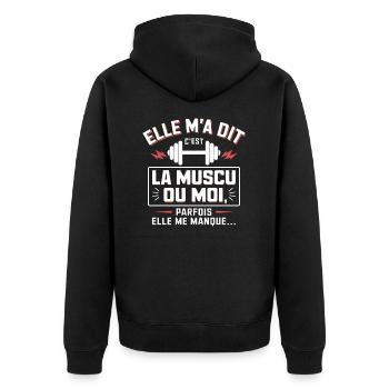 Musculation muscu cadeau drôle - Veste à capuche bio Premium Unisexe - noir - Dos - Nico (187cm)
