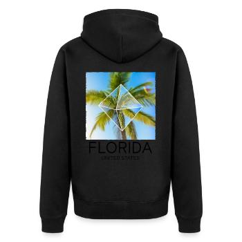 Florida USA Miami America Summer Palm Trees Beach - Unisex Premium Organic Zip Hoodie - black - Back - Nico (187cm)