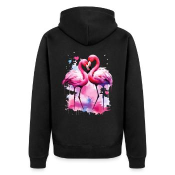 Flamingo Love Coeur Oiseau Exotique Été Rose - Veste à capuche bio Premium Unisexe - noir - Dos - Nico (187cm)