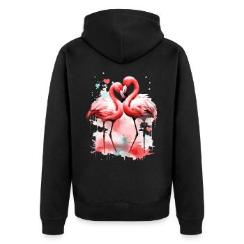 Flamingo Love Coeur Oiseau Exotique Été Rose - Veste à capuche bio Premium Unisexe - noir - Dos - Nico (187cm)