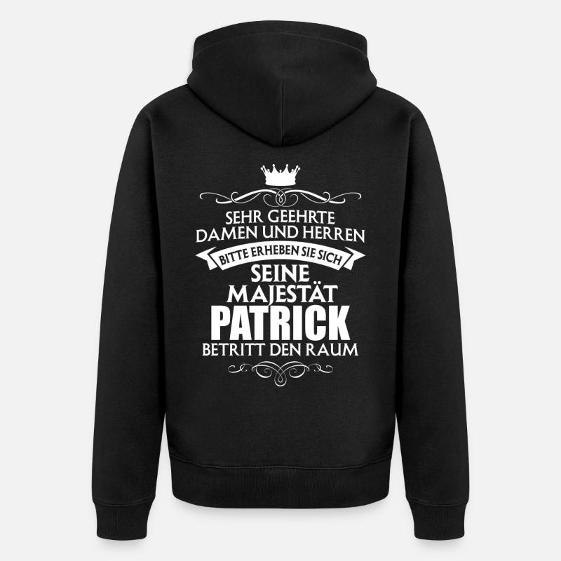 PATRICK - Majestät - Unisex Premium Bio Zip Hoodie - Schwarz