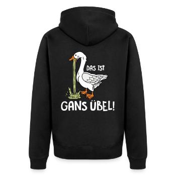 Gans übel - Unisex Premium Bio Zip Hoodie - Schwarz - Hinten - Nico (187cm)
