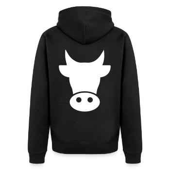 Kuh Kopf - Unisex Premium Bio Zip Hoodie - Schwarz - Hinten - Nico (187cm)