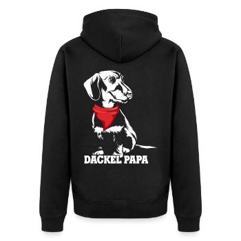 Dackel Papa Hundeliebhaber Dachshund Vatertag Dack - Unisex Premium Bio Zip Hoodie - Schwarz - Hinten - Nico (187cm)