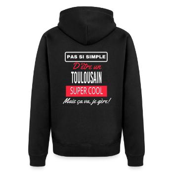 pas si simple TOULOUSAIN - Veste à capuche bio Premium Unisexe - noir - Dos - Nico (187cm)