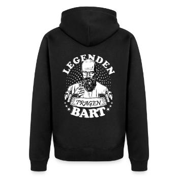 Legenden tragen Bart - Unisex Premium Bio Zip Hoodie - Schwarz - Hinten - Nico (187cm)