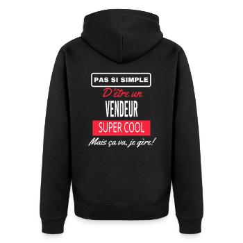 pas si simple VENDEUR - Veste à capuche bio Premium Unisexe - noir - Dos - Nico (187cm)