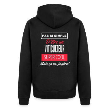 pas si simple VITICULTEUR - Veste à capuche bio Premium Unisexe - noir - Dos - Nico (187cm)