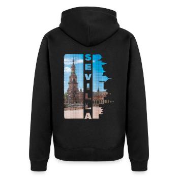 Séville Espagne Ville Skyline Accueil Amour - Veste à capuche bio Premium Unisexe - noir - Dos - Nico (187cm)