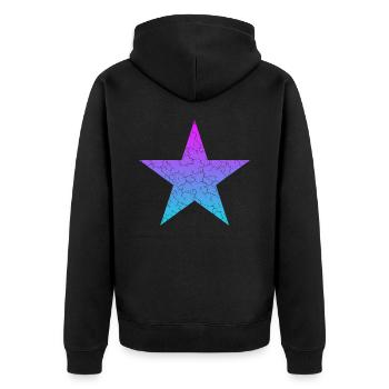blue star purple star Stern Vintage - Unisex Premium Bio Zip Hoodie - Schwarz - Hinten - Nico (187cm)