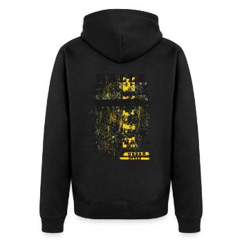 Halle Allemagne Ville Skyline Accueil Amour - Veste à capuche bio Premium Unisexe - noir - Dos - Nico (187cm)