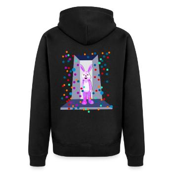 Pink Bunny Hase Party - Unisex Premium Bio Zip Hoodie - Schwarz - Hinten - Nico (187cm)