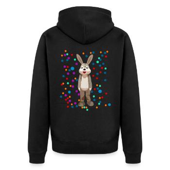 künstlerischer Hase - Unisex Premium Bio Zip Hoodie - Schwarz - Hinten - Nico (187cm)