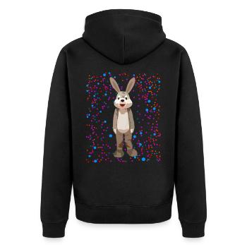 A rabbit with cool colorful dots background - Unisex Premium Organic Zip Hoodie - black - Back - Nico (187cm)