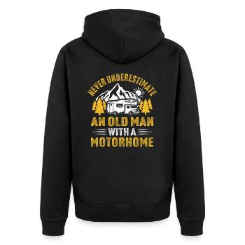 never underestimate an old man with a motorhome - Unisex Premium Organic Zip Hoodie - black - Back - Nico (187cm)
