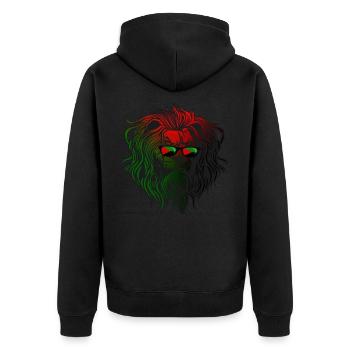 Martinique - Unisex Premium Bio Zip Hoodie - Schwarz - Hinten - Nico (187cm)