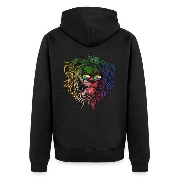 Comoros - Unisex Premium Organic Zip Hoodie - black - Back - Nico (187cm)
