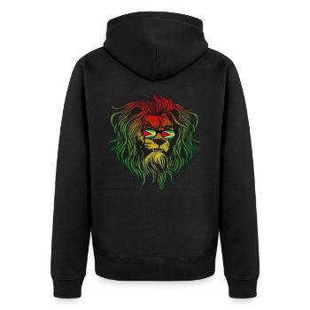 Guyana - Unisex Premium Organic Zip Hoodie - black - Back - Nico (187cm)