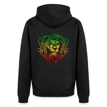 Mali - Unisex Premium Organic Zip Hoodie - black - Back - Nico (187cm)