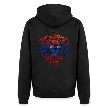 Mongolia - Unisex Premium Organic Zip Hoodie - black - Back - Nico (187cm)