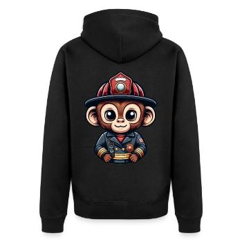 Pompier singe mignon - Veste à capuche bio Premium Unisexe - noir - Dos - Nico (187cm)