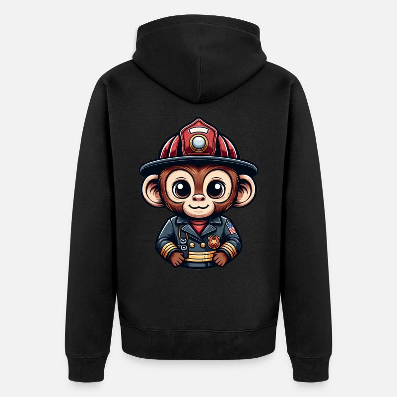 Pompier singe mignon - Veste à capuche bio Premium Unisexe - noir