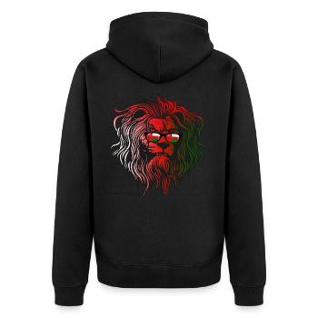 Oman - Unisex Premium Bio Zip Hoodie - Schwarz - Hinten - Nico (187cm)