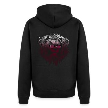 Katar - Unisex Premium Bio Zip Hoodie - Schwarz - Hinten - Nico (187cm)