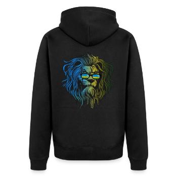 Ruanda - Unisex Premium Bio Zip Hoodie - Schwarz - Hinten - Nico (187cm)