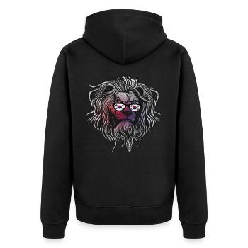 South Korea - Unisex Premium Organic Zip Hoodie - black - Back - Nico (187cm)