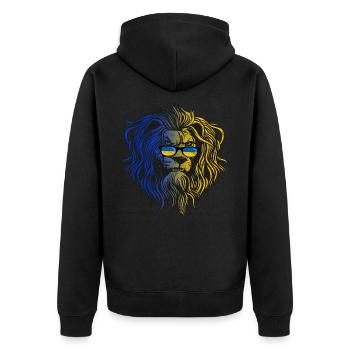 Ukraine - Unisex Premium Bio Zip Hoodie - Schwarz - Hinten - Nico (187cm)