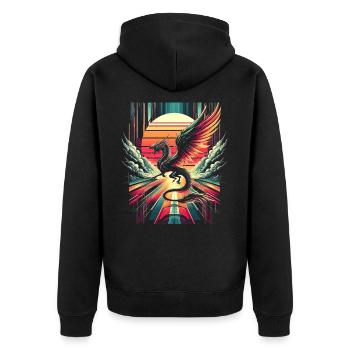 Epic Dragon Retro Vintage - Unisex Premium Organic Zip Hoodie - black - Back - Nico (187cm)