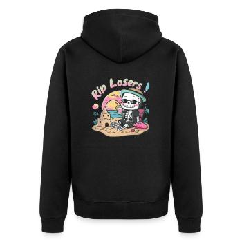 Funny skeleton on the beach – RIP Losers Design - Unisex Premium Organic Zip Hoodie - black - Back - Nico (187cm)
