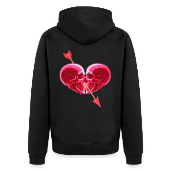 Heart of Skulls ❤ - Unisex Premium Organic Zip Hoodie - black - Back - Nico (187cm)
