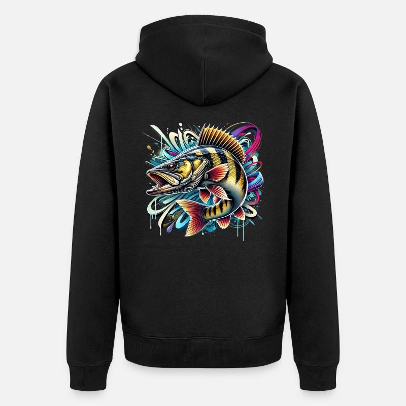 Sandre dynamique - Veste à capuche bio Premium Unisexe - noir