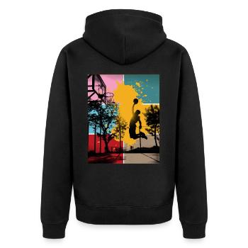 Basketball Basketballer Spieler Fan Vintage Retro - Unisex Premium Bio Zip Hoodie - Schwarz - Hinten - Nico (187cm)
