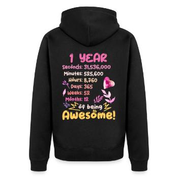 Tenue d’anniversaire pour 1 an ! 1er anniversaire - Veste à capuche bio Premium Unisexe - noir - Dos - Nico (187cm)