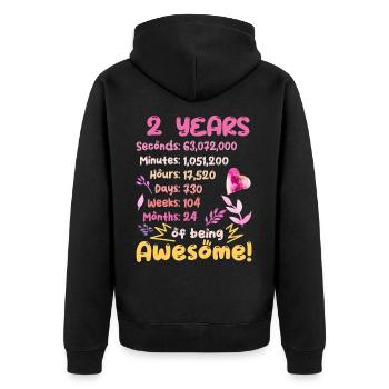 2 ans ! Cadeau d’anniversaire pour les 2 ans - Veste à capuche bio Premium Unisexe - noir - Dos - Nico (187cm)